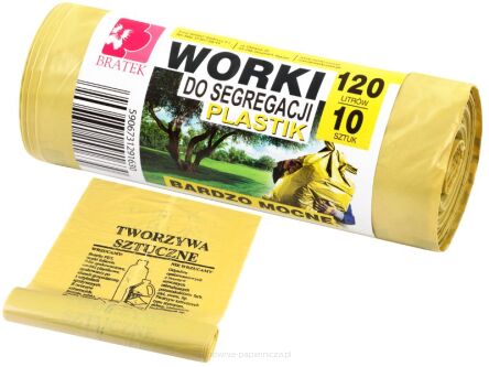 WORKI DO SEGREGACJI 120L 10 SZTUK ŻÓŁTE PLASTIK
