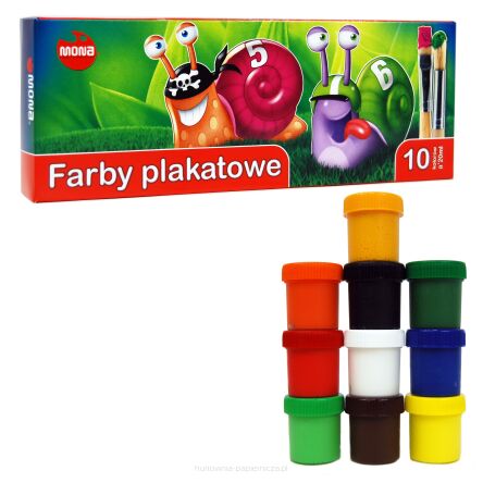 FARBY PLAKATOWE 10 KOLORÓW 20ML MONA PUDEŁKO