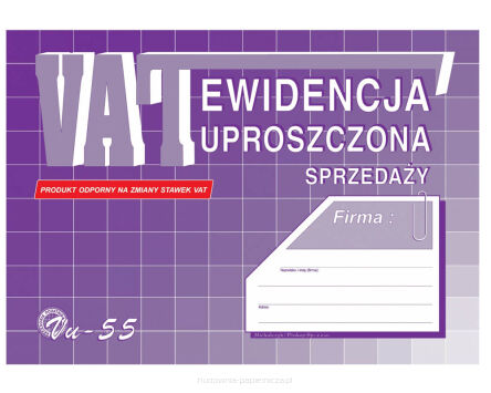 EWIDENCJA SPRZEDAŻY VAT UPROSZCZONA A5 VU55