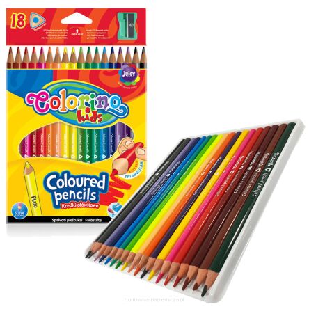 KREDKI OŁÓWKOWE TRÓJKĄTNE COLORINO 18 KOLORÓW