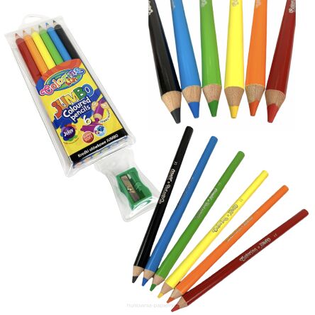 KREDKI OŁÓWKOWE OKRĄGŁE JUMBO 6 KOLORÓW COLORINO