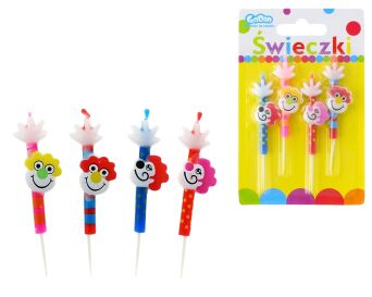 ŚWIECZKI Z GŁÓWKĄ KLAUNA 4 SZT GODAN