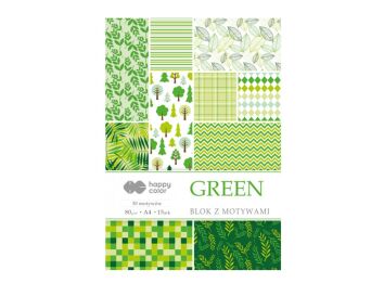 BLOK Z MOTYWAMI GREEN 80G A4 15 ARK 30 MOTYW HAPPY