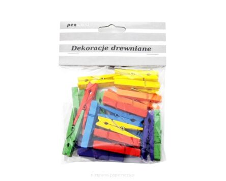 DEKORACJE DREWNIANE KLAMERKI D6 4,5 CM  MIX KOLOR