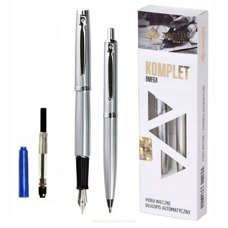 KOMPLET ZENITH 60 PIÓRO WIECZNE + DŁUGOPIS SREBRNY