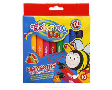 FLAMASTRY JUMBO TRÓJKĄTNE 10 KOLORÓW COLORINO 