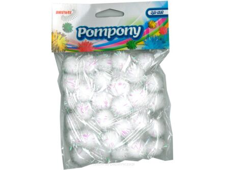 POMPONY METALICZNE 2CM BIAŁE POM27 BREWIS