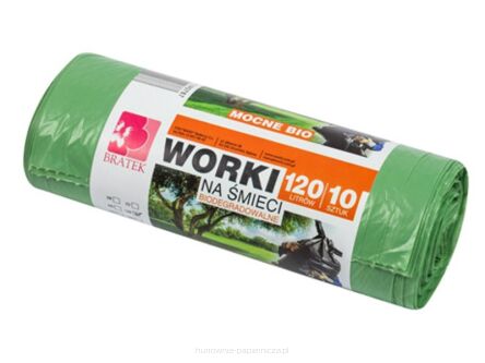 WORKI NA ŚMIECI BIODEGRADOWALNE 120L 10 SZTUK LDPE