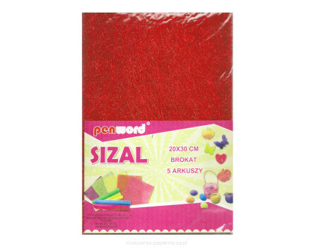 SIZAL W ARKUSZACH BROKAT CZERWONY 20X30 A'5