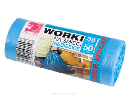 WORKI NA ŚMIECI NIEBIESKIE 35L 50 SZTUK HDPE