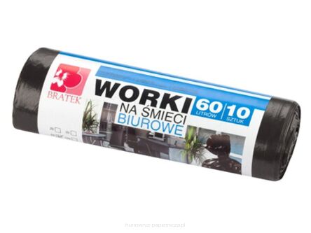 WORKI NA ŚMIECI BIUROWE 60L 10 SZTUK LDPE