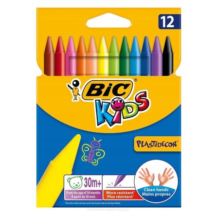 KREDKI ŚWIECOWE PLASTIDECOR 12 KOLORÓW BIC