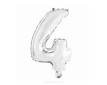 BALON FOLIOWY CYFRA 4 SREBRNA  35CM GODAN