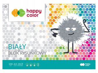 BLOK RYSUKOWY BIAŁY A3 100G HAPPY COLOR 20 ARKUSZY