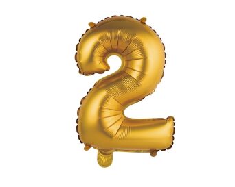 BALON FOLIOWY "CYFRA 2"  ZŁOTA  MATOWA  35CM GODAN